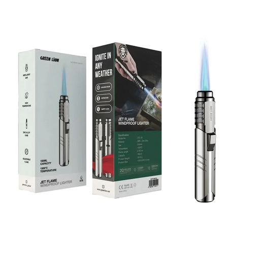 Green Lion Windproof Jet Flame Lighter – 2 Years Warranty