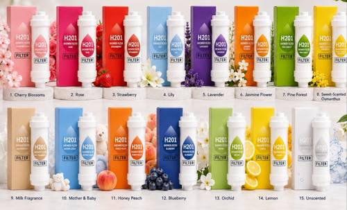 H201 Shower Filter for Chlorine Removal and Healthier Skin & Hair – Complete Set of 15 Premium Fragrances