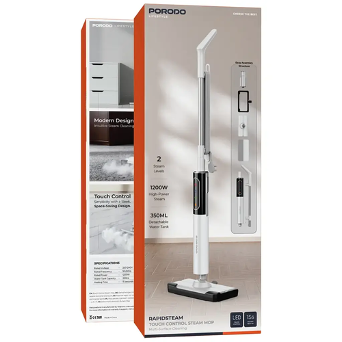 Porodo Rapidsteam Touch Control Steam Mop 1-year warranty