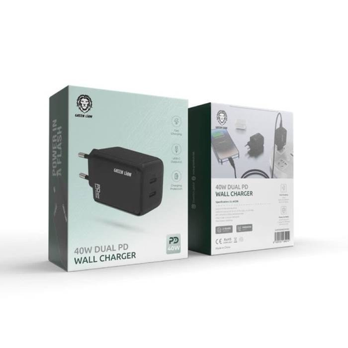 Green Lion 40W Dual PD Wall Charger with C to C Cabel 2-year warranty