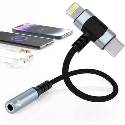 Headphone Jack Adapter 2-IN-1 Lightning & USB-C to 3.5 mm