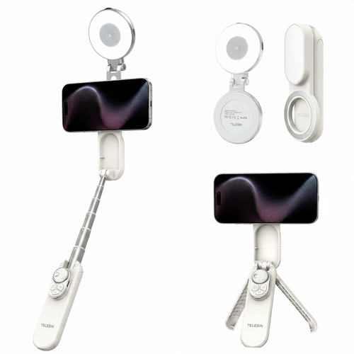 Telesin Magnetic Mini Selfie Stick 2-in-1 Tripod – Wireless Remote, Extendable up to 60cm
