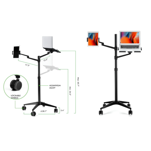 2 in 1 Laptop and Tablet Stand with Wheels