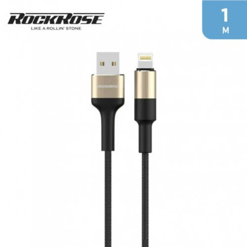 Rock Rose Acacia AL 1m 2.4A Nylon Braided Lightning to USB Charge & Sync Cable