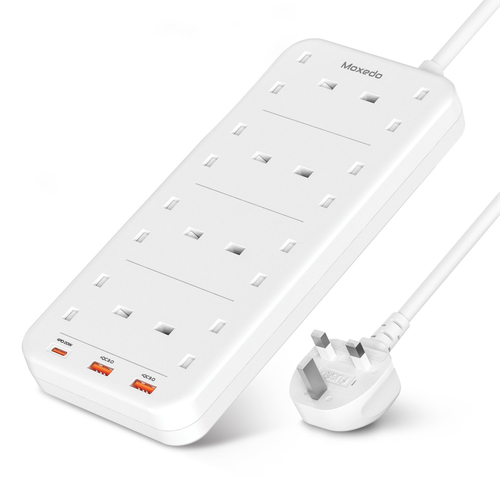Moxedo 20W Power Strip Surge Protector 11 Way 1 USB-C PD Ports + 2 USB-A Ports + 8 AC Outlets Fast Charging with 2M Cable Length