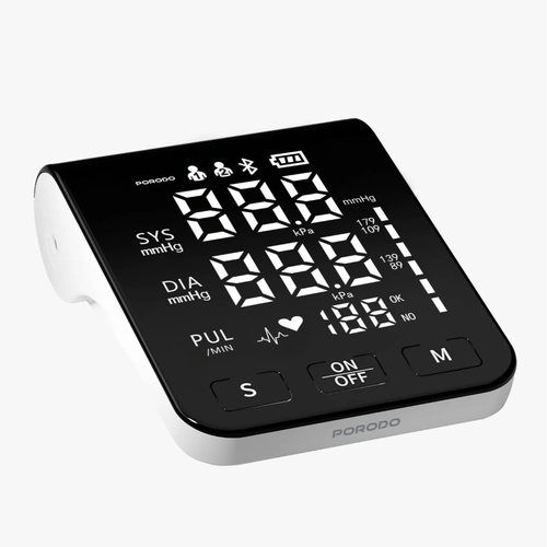Porodo LiveOn Digital Blood Pressure Monitor with HD LED Display, Dual Memory and Voice Guidance with 1 Year Warranty