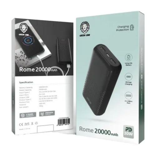 Green Lion Rome Ultra Slim Power Bank 10000mAh, 2-year warranty