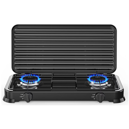 RAF Double Burner Gas Stove with Protective Cover