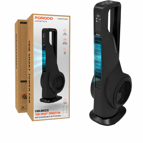 70W Smart Tower Cooling Fan with Air Purification and Remote Control 1 Year Warranty