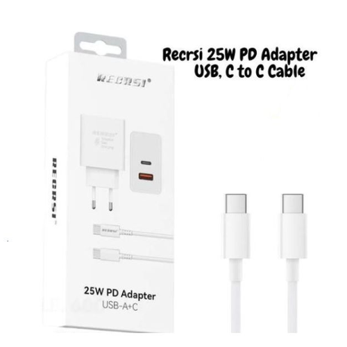 Recrsi 25W PD Adapter USB, C to C Cable