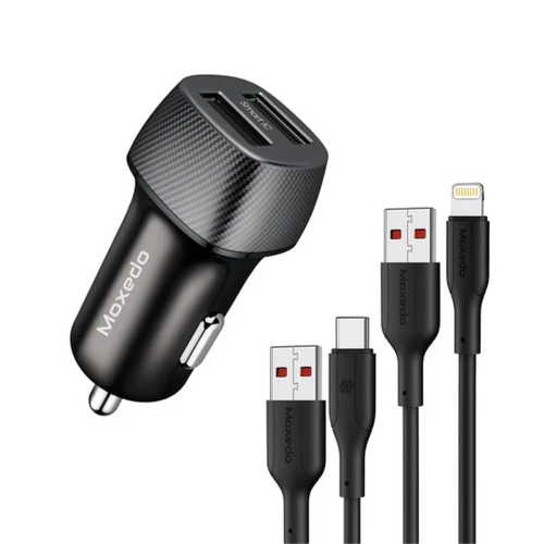 Moxedo Dual USB-A 3.4A Car Charger with 2 Cables