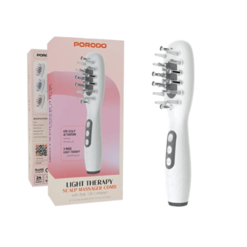Porodo Light Therapy Scalp Massager Comb with 8mL Oil Container