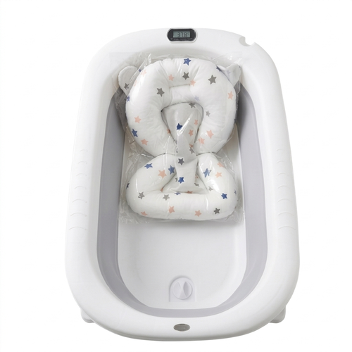 Smart Collapsible Baby Bathtub With Digital Thermometer & Support Cushion