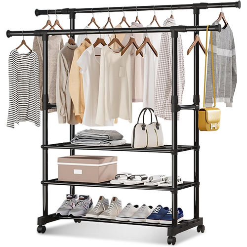 Clothes Rack With 3 Layers Of Storage Compartments 50kg