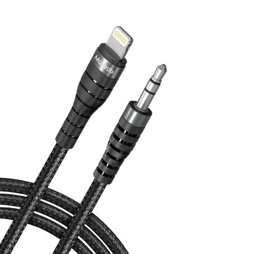 Moxedo Lightning To 3.5mm AUX Braided Audio Cable - Black
