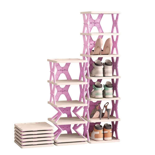 Foldable Vertical Shoe Organizer (6 Tier) - Space-Saving Rack