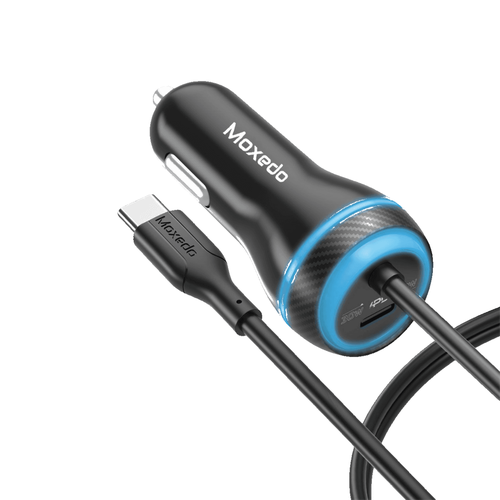 Moxedo Car Charger 60W Power Delivery 3.0 USB-C Port with Built-In Type-C Cable