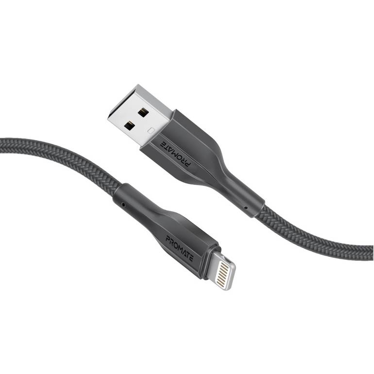 كابل USB-A إلى لايتنينغ متين بقوة 10 واط، يوفر شحنًا سريعًا ونقل بيانات بسرعة 480 ميجابت في الثانية، مع تصميم مضاد للتشابك من السيليكون بطول 200 سم واختبار ثني حتى 10,000 مرة  - ابيض