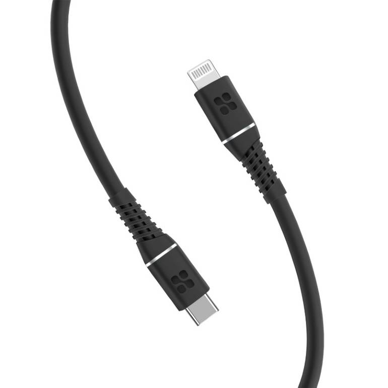 تجربة شحن فائقة الأداء مع كابل USB-C إلى لايتينينغ معتمد من Apple MFi، توصيل طاقة بقوة 20 واط، مصمم بطول 1.2 متر وتم اختباره بأكثر من 25000 انحناء - Promate PowerLine-Ci120 - اسود