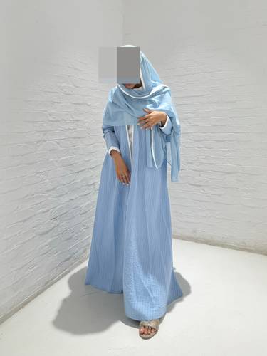  لنن مخطط ازرق فاتح - طرف ابيض