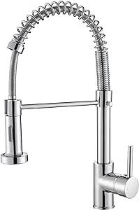 Kitchen Sink Mixer Tap ، صنبور المطبخ الربيعي مع البخاخ المنسد لأسفل ، وضعان رذاذ عالي القوس مقبض واحد الصنبور المطبخ (Chrome)