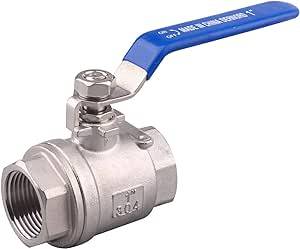 Dernord Full Port Ball Valve Stefless Steel 304 Heavy Duty للمياه والزيت والغاز مع مقابض قفل زرقاء (1 