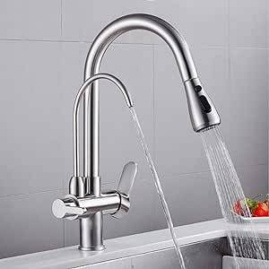 Kitchen Sink الصنابير صنبور المطبخ من النيكل/الرافعة السوداء/الكروم لفلتر الماء المطبخ.