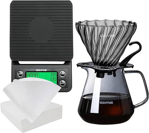 طقم V60 مقاس #02 مع ميزان وفلاتر 40 ورقة