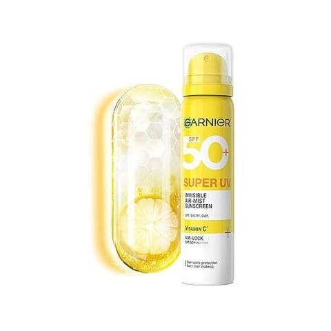 واقي شمس سوبر يو في غير مرئي +50 spf بفيتامين سي من غارنيه - 75 مل