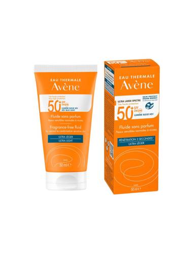افين واقي شمس سائل 3-سيكند خالي من العطور بعامل حماية من الشمس 50+، 50ml
