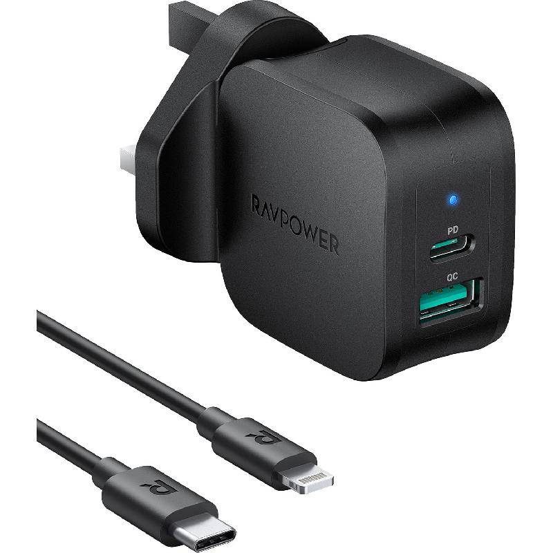 فيش و سلك شاحن ايفون من راف بور 20w