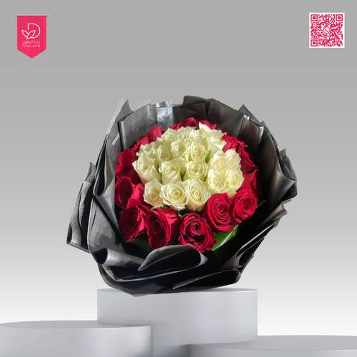 باقة ورد احمر / ابيض RW107