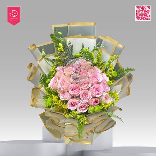باقة ورد لون وردي P108