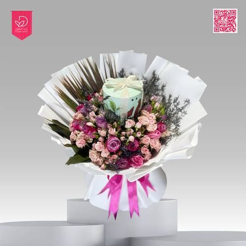 باقة ورد بيبي روز مشكلة مع حلاوة أنوش ربع كيلو PPM106