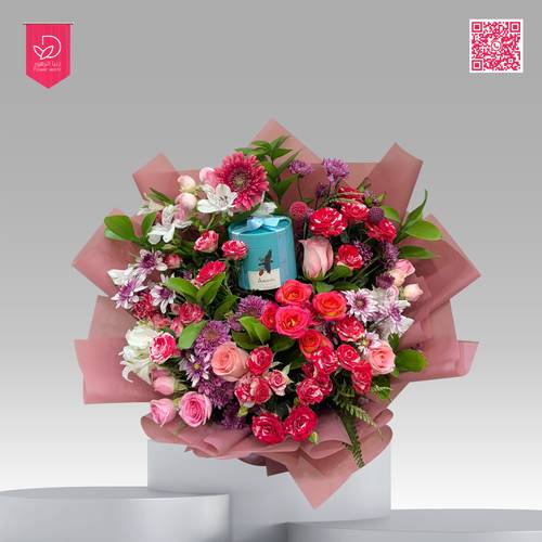باقة ورد مشكلة مع حلاوة أنوش M127