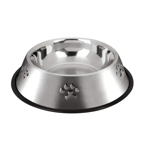 Large premium stainless steel pet bowl with rubber base