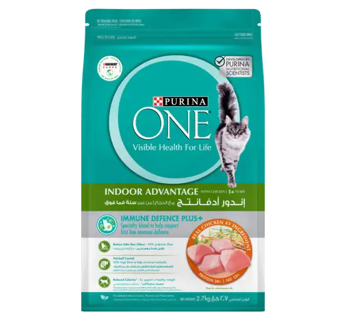 بيورينا ون اكل جاف اندور ادفانتج  بالدجاج للقطط (2.7kg)