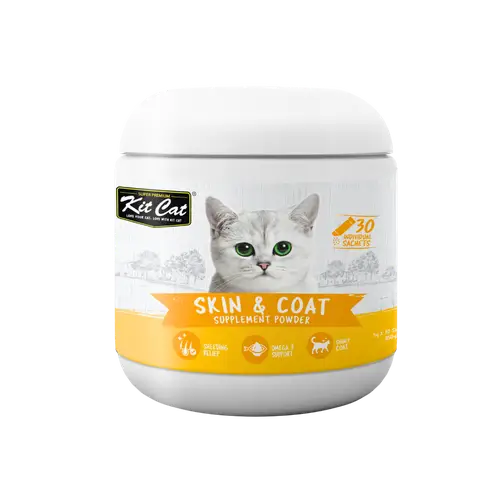 Kit Cat Dietary Supplement Powder for Skin & Coat Health in Cats – 30 Sachets × 5 g