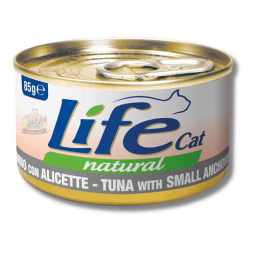Life Cat Tuna Cans with Baby Anchovies for Adult Cats 85g
