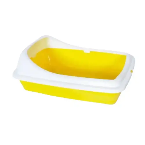 Large yellow cat litter box