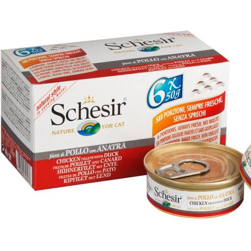 Canned Shezer Chicken Fillet with Duck in Water Cooked for Cats 6 x 50g