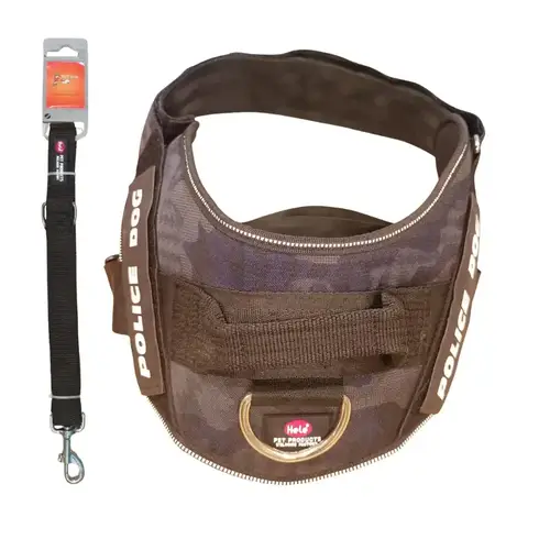 حزام صدر وطوق مع حبل للكلاب من هيلي اسود مموه مقاس L