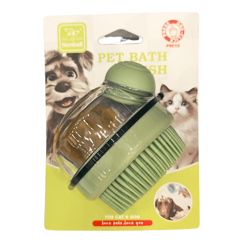 فرشاة استحمام وموزع صابون نونبيل للحيوانات الأليفة 2 في 1 اخضر green