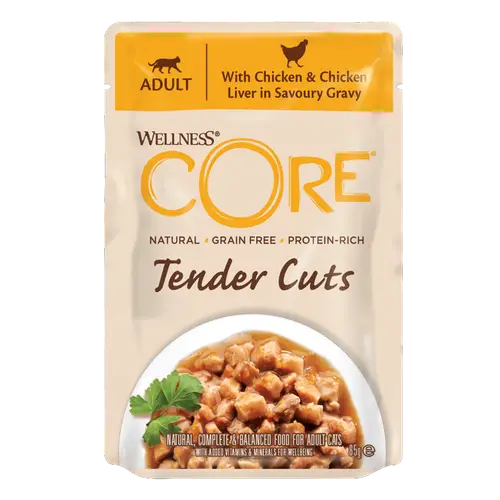 Wellness Core Tender Cats Chicken & Chicken Liver Gravy for Adult Cats 85g