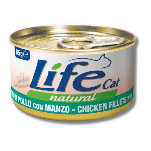 Life Cat Canned Chicken Fillet with Beef for Adult Cats 85g