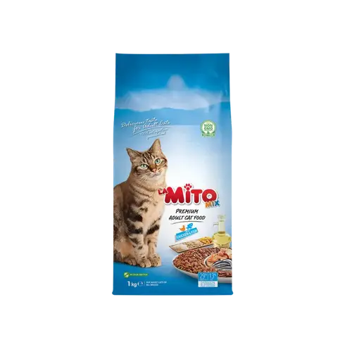 لا ميتو مكس اكل جاف بالدجاج والسمك للقطط البالغة 1kg