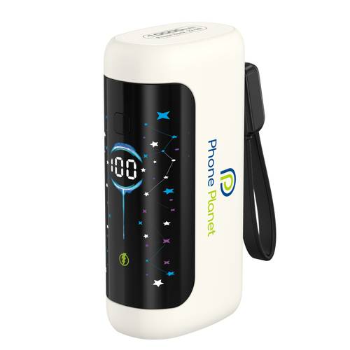 باور بانك صغير ابيض 10000mAh بقدرة 22.5 واط مع شاشة LCD