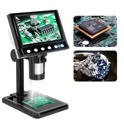 مجهر رقمي بشاشة LCD مقاس 7 انش، مجهر انلوف 1200X للعملات المعدنية، كاميرا فيديو محمولة بمنفذ USB