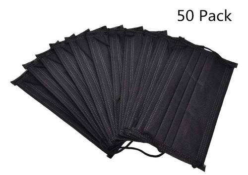 50 Pack Disposable Face Masks Breathable Dust Filter Masks Mouth Cover Masks With Windproof Sunscreen Mask Elastic Ear Loop (black)