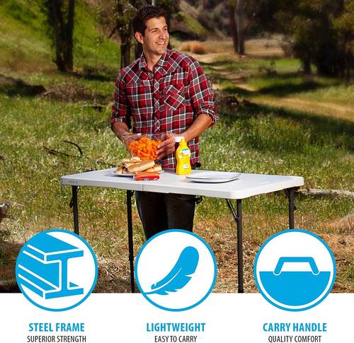 Lifetime 4428 Height Adjustable Craft Camping and Utility Folding Table, 4 ft, 4'/48 x 24, White Granite